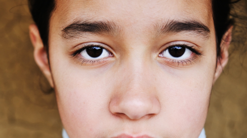 Young girl looking serious