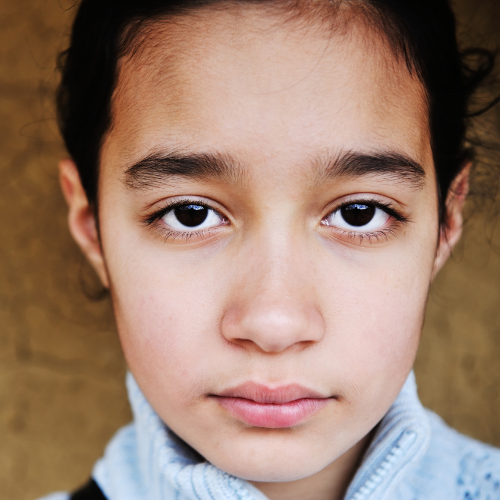 Young girl looking serious