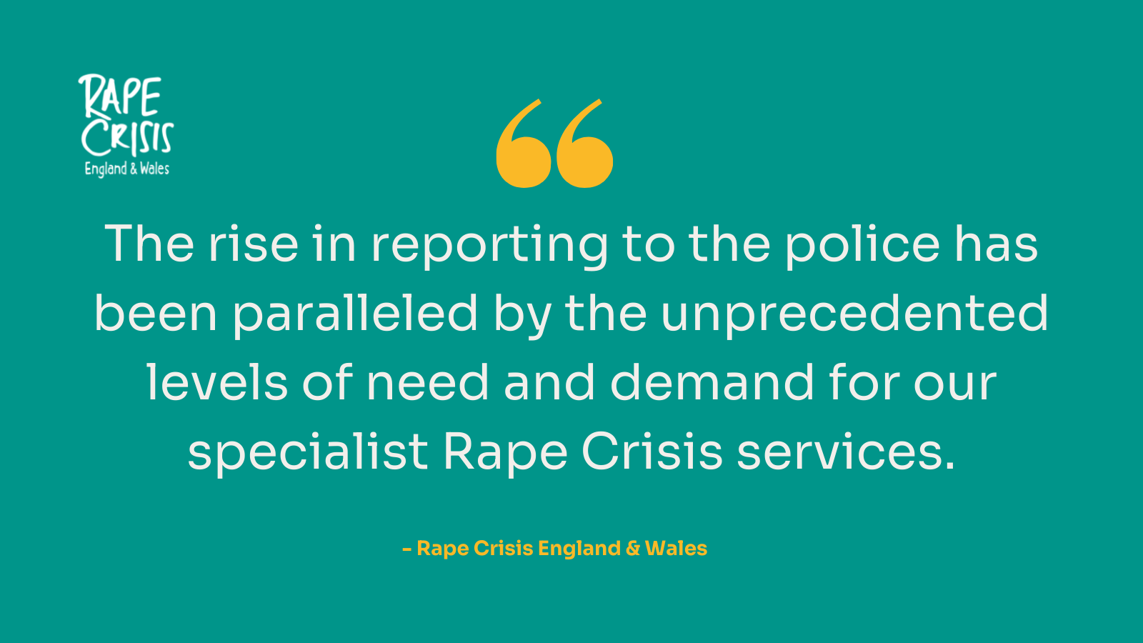 The rise in reporting to the police has been paralleled by the unprecedented levels of need and demand for our specialist Rape Crisis services